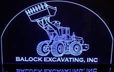 Digger Front End Loader (add your own text) Acrylic Lighted Edge Lit LED Sign / Light Up Plaque Full Size Made in USA