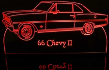 1966 Chevy II Acrylic Lighted Edge Lit LED Sign / Light Up Plaque Full Size Made in USA