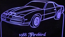 1988 Firebird Firebird Acrylic Lighted Edge Lit LED Sign / Light Up Plaque Full Size Made in USA