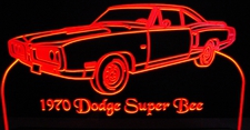 1970 Plymouth Super Bee with Spoiler Acrylic Lighted Edge Lit LED Car Sign / Light Up Plaque