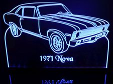 1971 Nova Acrylic Lighted Edge Lit LED Sign / Light Up Plaque Full Size Made in USA