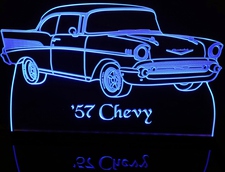 1957 Chevy Belair Acrylic Lighted Edge Lit LED Sign / Light Up Plaque Full Size Made in USA