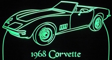 1968 Chevy Corvette Convertible Acrylic Lighted Edge Lit LED Sign / Light Up Plaque Full Size Made in USA