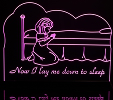 Girls Room Night Light Bed Prayers Now I Lay Me Down To Sleep Acrylic Lighted Edge Lit LED Sign / Light Up Plaque Full Size Made in USA