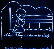 Boys Room Night Light Bed Prayers Now I Lay Me Down To Sleep Acrylic Lighted Edge Lit LED Sign / Light Up Plaque Full Size Made in USA