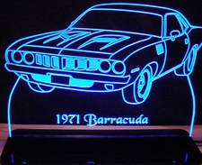 1971 Barracuda Acrylic Lighted Edge Lit LED Sign / Light Up Plaque Full Size Made in USA