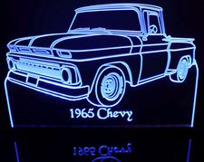 1964 1965 Chevy Pickup Stepside Acrylic Lighted Edge Lit LED Sign / Light Up Plaque Full Size Made in USA