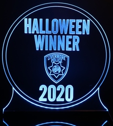 Trophy Halloween sample Acrylic Lighted Edge Lit LED Sign / Light Up Plaque Full Size Made in USA