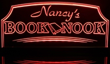Book Nook Reading Room (add your name) Acrylic Lighted Edge Lit LED Sign / Light Up Plaque Full Size Made in USA
