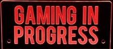 Gaming In Progress Recording Music Studio Acrylic Lighted Edge Lit LED Sign / Light Up Plaque Full Size Made in USA