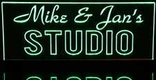 Studio Music Recording Sign (add your own text) Acrylic Lighted Edge Lit LED Sign / Light Up Plaque Full Size Made in USA