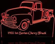 1955 Chevy Pickup 1st Series Acrylic Lighted Edge Lit LED Sign / Light Up Plaque Full Size Made in USA