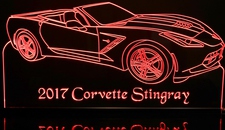 2017 Corvette Stingray Convertible Acrylic Lighted Edge Lit LED Sign / Light Up Plaque Full Size Made in USA