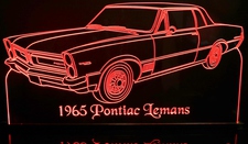 1965 Pontiac Lemans Acrylic Lighted Edge Lit LED Sign / Light Up Plaque Full Size Made in USA