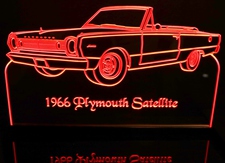 1966 Satellite Acrylic Lighted Edge Lit LED Sign / Light Up Plaque Full Size Made in USA