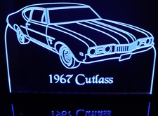 1967 Cutlass Acrylic Lighted Edge Lit LED Sign / Light Up Plaque Full Size Made in USA