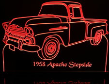 1958 Apache no spare Acrylic Lighted Edge Lit LED Sign / Light Up Plaque Full Size Made in USA