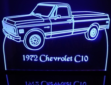 1972 Chevy Cheyenne Pickup Truck C10 Acrylic Lighted Edge Lit LED Sign / Light Up Plaque Full Size Made in USA