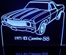 1971 El Camino SS Acrylic Lighted Edge Lit LED Sign / Light Up Plaque Full Size Made in USA