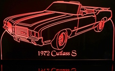 1972 Olds Cutlass S Conv Acrylic Lighted Edge Lit LED Sign / Light Up Plaque Full Size Made in USA