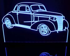 1938 Chevy 2 Door Coupe with quarter window Acrylic Lighted Edge Lit LED Sign / Light Up Plaque Full Size Made in USA