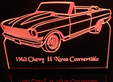 1962 Chevy II Nova Convertible Acrylic Lighted Edge Lit LED Sign / Light Up Plaque Full Size Made in USA