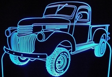 1942 Chevrolet Pickup Truck 4x4 Acrylic Lighted Edge Lit LED Sign / Light Up Plaque Chevy Full Size Made in USA