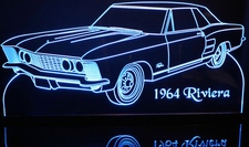 1964 Buick Riviera Acrylic Lighted Edge Lit LED Sign / Light Up Plaque Full Size Made in USA
