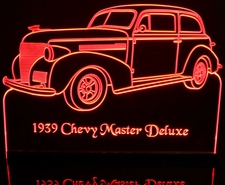 1939 Chevy Master Deluxe Acrylic Lighted Edge Lit LED Sign / Light Up Plaque Full Size Made in USA