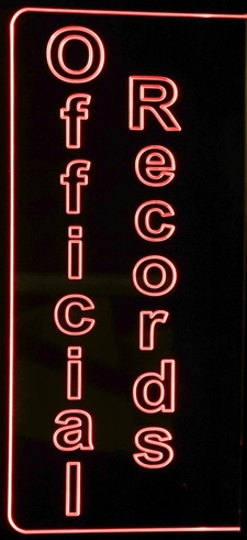 Official Records sign Acrylic Lighted Edge Lit LED Sign / Light Up Plaque Full Size Made in USA