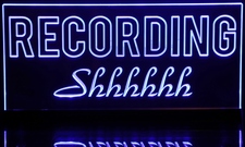 Recording Shhhhhh Acrylic Lighted Edge Lit LED Sign / Light Up Plaque Full Size Made in USA