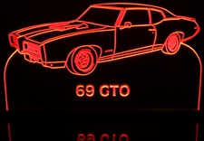 1969 GTO Acrylic Lighted Edge Lit LED Sign / Light Up Plaque Full Size Made in USA