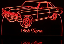 1966 Chevy Nova Canso Acrylic Lighted Edge Lit LED Sign / Light Up Plaque Full Size Made in USA