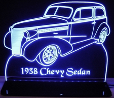 1938 Chevy Acrylic Lighted Edge Lit LED Sign / Light Up Plaque Full Size Made in USA