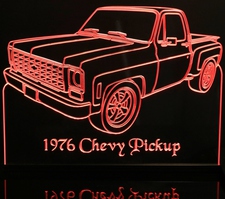 1976 Chevy C10 Pickup Truck Acrylic Lighted Edge Lit LED Sign / Light Up Plaque Full Size Made in USA