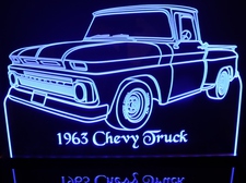 1963 Chevy Stepside Pickup Truck Acrylic Lighted Edge Lit LED Sign / Light Up Plaque Full Size Made in USA