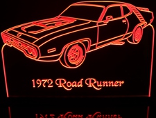 1972 Roadrunner LH Acrylic Lighted Edge Lit LED Sign / Light Up Plaque Full Size Made in USA