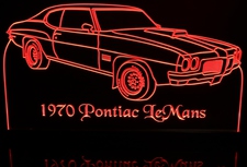 1970 Pontiac LeMans Acrylic Lighted Edge Lit LED Sign / Light Up Plaque Full Size Made in USA