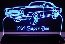 1969 Super Bee Acrylic Lighted Edge Lit LED Sign / Light Up Plaque Full Size Made in USA