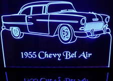 1955 Chevy Belair Bel Air 2 Door Acrylic Lighted Edge Lit LED Sign / Light Up Plaque Full Size Made in USA