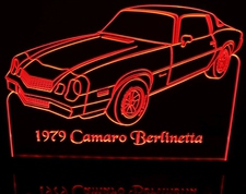 1979 Camaro Berlinetta Acrylic Lighted Edge Lit LED Sign / Light Up Plaque Full Size Made in USA