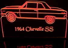 1964 Chevy Chevelle SS Acrylic Lighted Edge Lit LED Sign / Light Up Plaque Full Size Made in USA