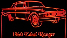 1960 Edsel Ranger Convertible Acrylic Lighted Edge Lit LED Sign / Light Up Plaque Full Size Made in USA
