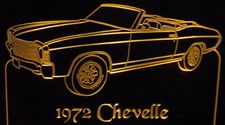 1972 Chevelle Convertible Acrylic Lighted Edge Lit LED Sign / Light Up Plaque Full Size Made in USA