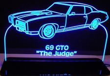 1969 Pontiac Gto Judge Acrylic Lighted Edge Lit LED Sign / Light Up Plaque Full Size Made in USA