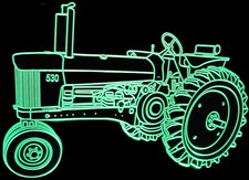 Tractor JD 530 Farm Equipment Acrylic Lighted Edge Lit LED Sign / Light Up Plaque Full Size Made in USA