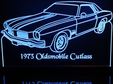 1973 Olds Cutlass Acrylic Lighted Edge Lit LED Sign / Light Up Plaque Full Size Made in USA