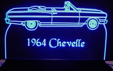 1964 Chevy Chevelle Convertible Acrylic Lighted Edge Lit LED Sign / Light Up Plaque Full Size Made in USA