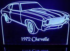 1972 Chevelle Acrylic Lighted Edge Lit LED Sign / Light Up Plaque Full Size Made in USA