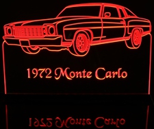 1972 Chevy Monte Carlo Acrylic Lighted Edge Lit LED Car Sign / Light Up Plaque Chevrolet
